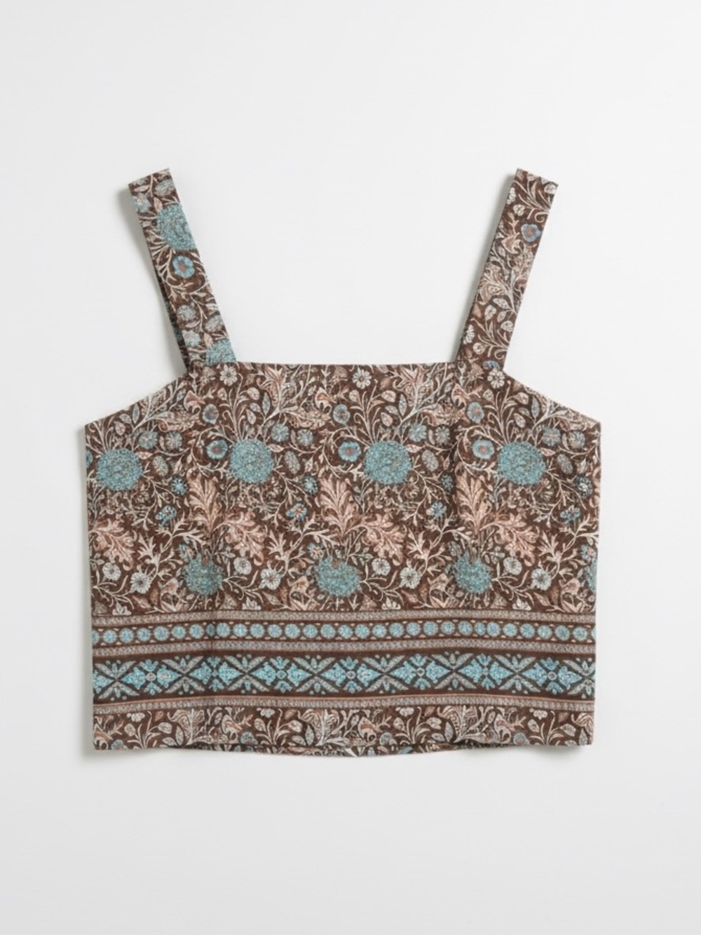 Stetson Brown Floral Tank Top Button Up Back Adjustable Straps Size Small NWT